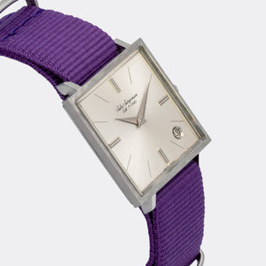 JULES JÜRGENSEN | Copenhagen | Dresswatch | Square | Date | Silver Sunburst Dial | 1970s