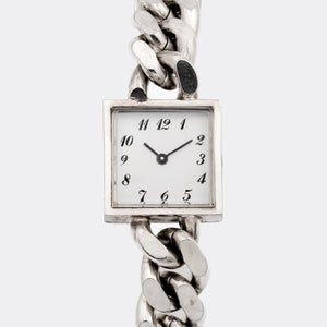 UNDERSTATEMENT | One-of-a-Kind | Dresswatch | Super Heavy Armored Chain | Silver 800 | Purist White Dial | 1960s