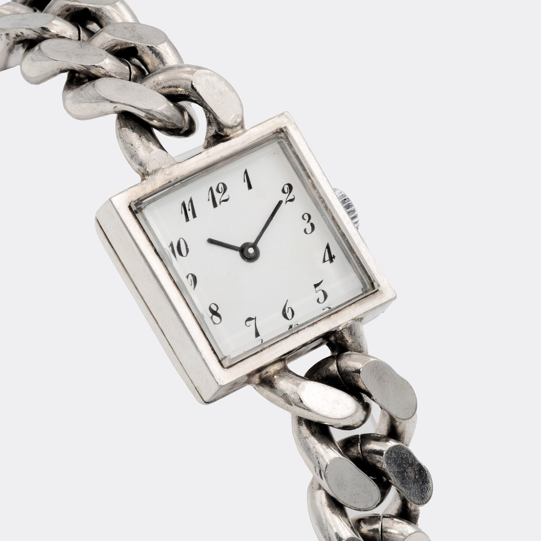 UNDERSTATEMENT | One-of-a-Kind | Dresswatch | Super Heavy Armored Chain | Silver 800 | Purist White Dial | 1960s