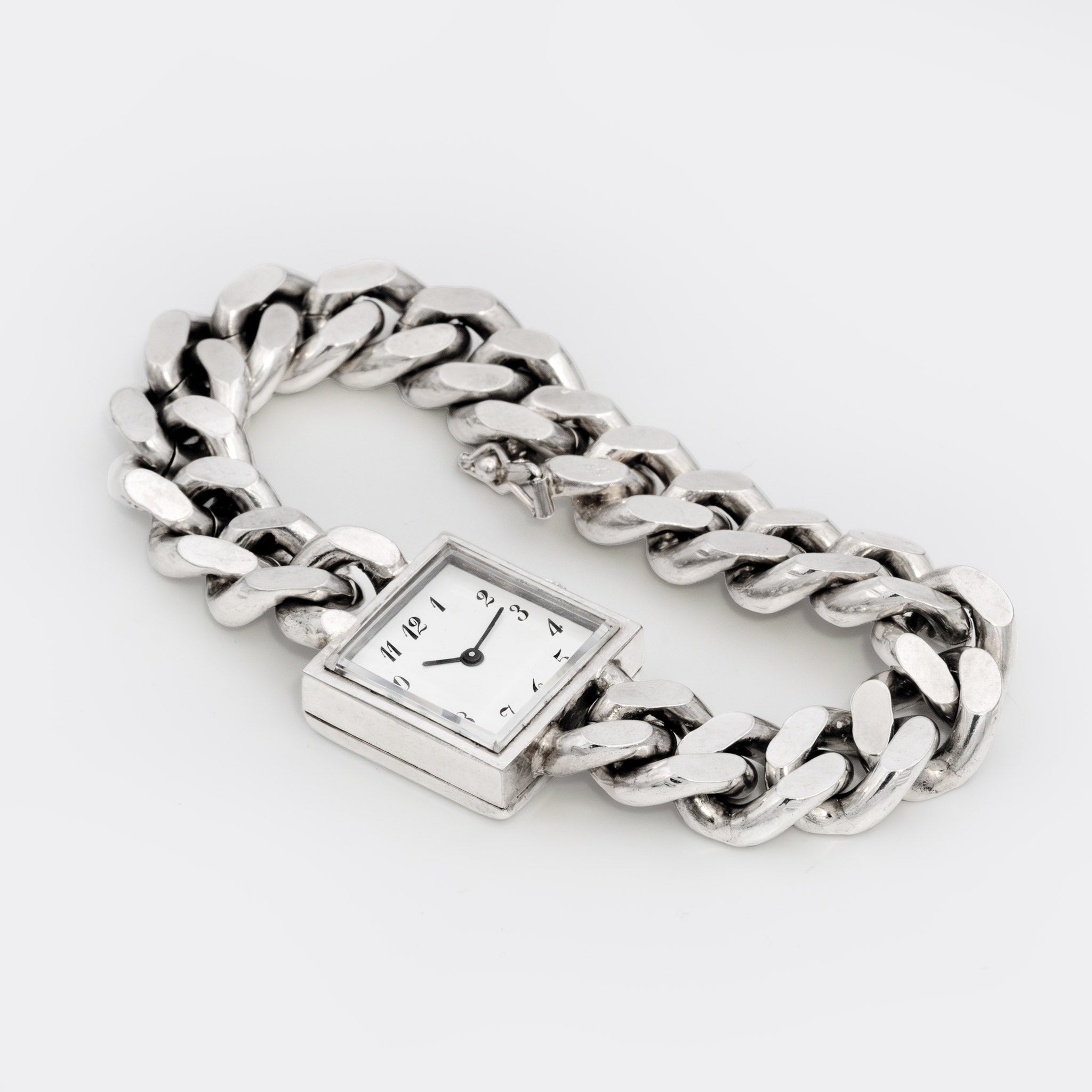 UNDERSTATEMENT | One-of-a-Kind | Dresswatch | Super Heavy Armored Chain | Silver 800 | Purist White Dial | 1960s