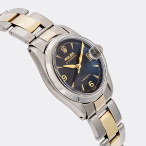 ROLEX | Oysterdate | Precision | Mid-Size Boy & Lady | Solid YG 585 | 3-6-9 Explorer Chocolate Black Gilt Dial | Ref. 6466 | 1950s