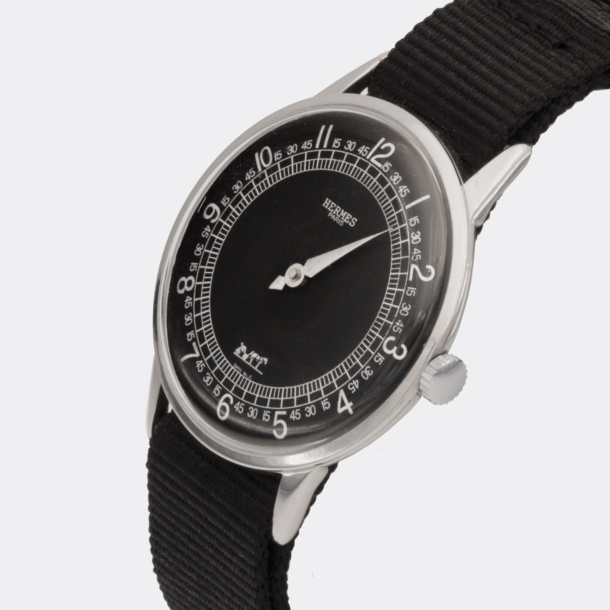 HERMÈS | Super Jumbo Minimalist Dresswatch | One-Hand / Single-Hand | Slow Living | Matt Black Purist Dial | 1950s