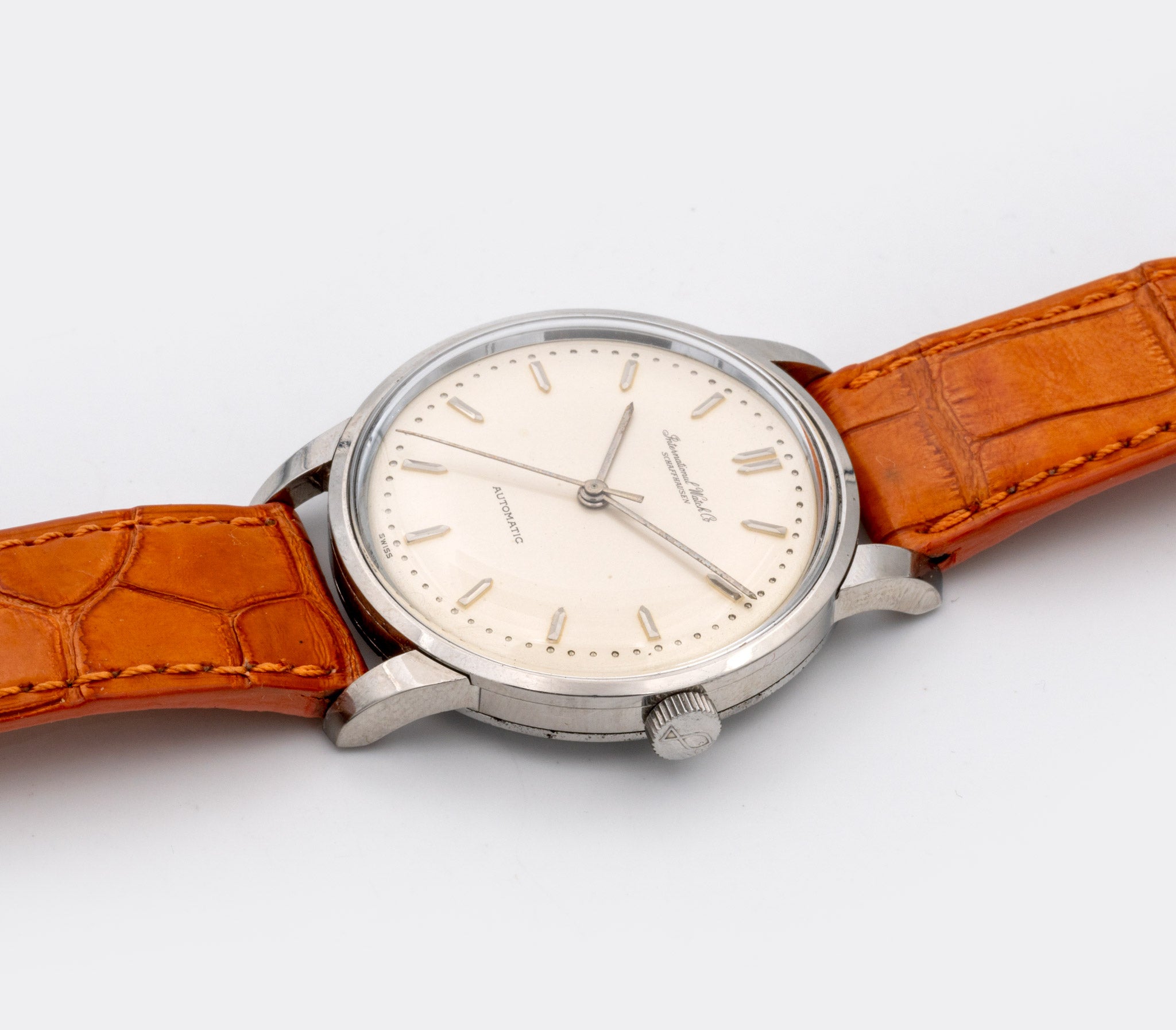 IWC | Super Jumbo Dresswatch | Santoni "Deep Orange" | Pellaton Automatic | Pearl White Dial | 1960s