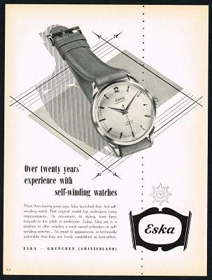 ESKA | by CUERVO Y SOBRINOS - double signed | Automatic | Jumbo Dresswatch | Rose Gold Hands & Indizes | Stardust Dial | 1950s