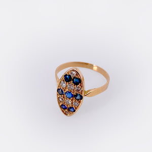 SAPPHIRE DIAMOND RING | O-O-A-K | 8K Red Gold | Handmade