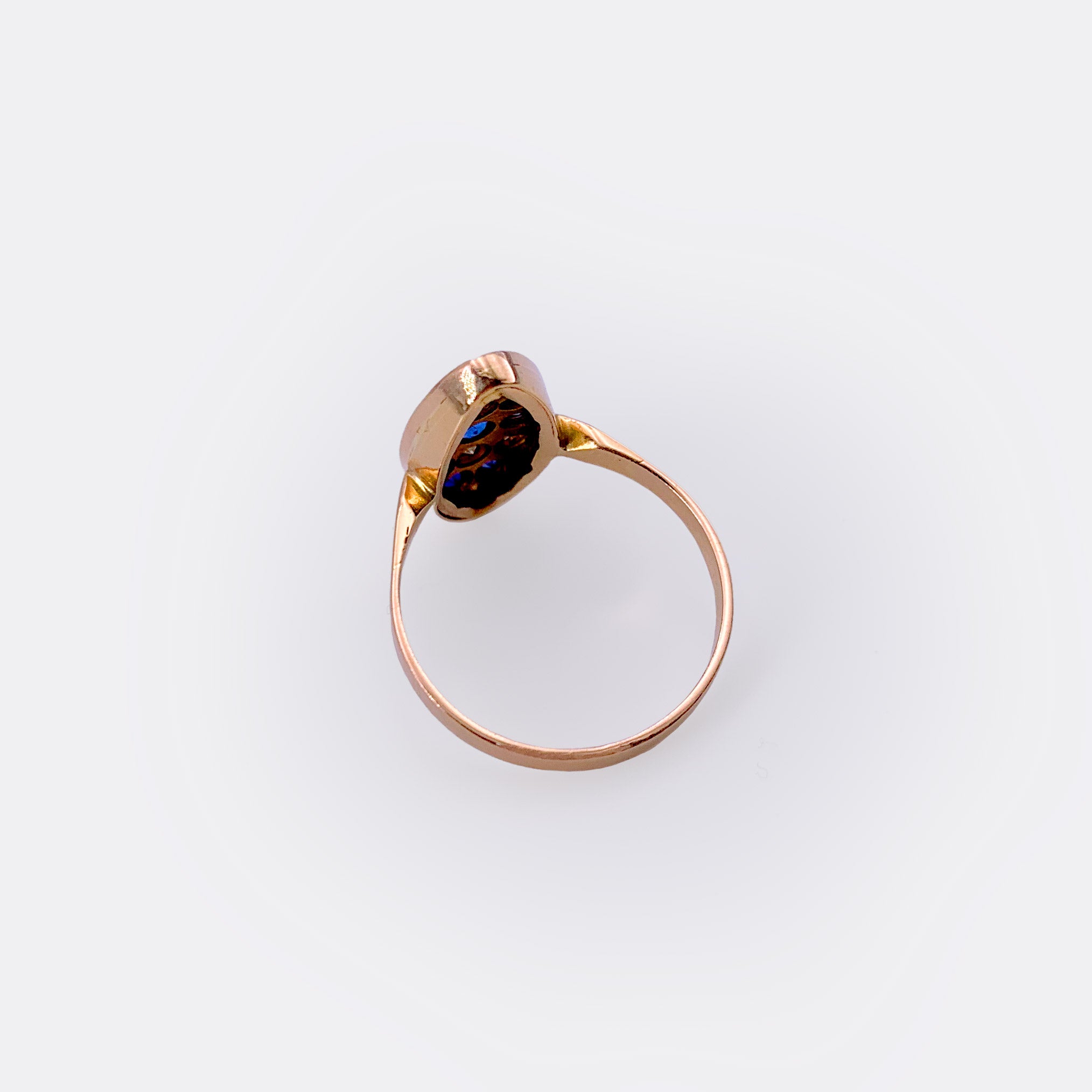 SAPPHIRE DIAMOND RING | O-O-A-K | 8K Red Gold | Handmade