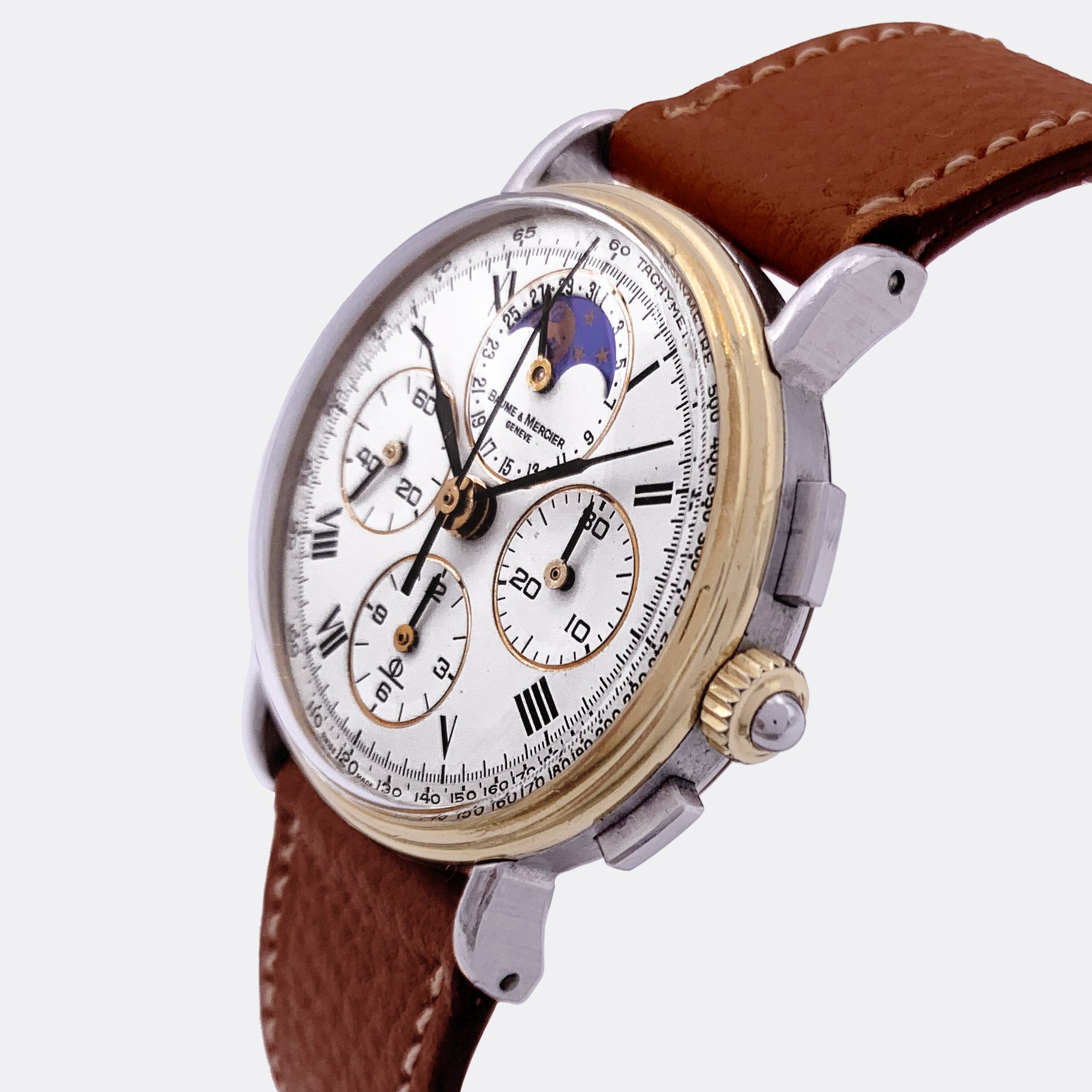 BAUME & MERCIER | Chronograph | Mid-Size | 18K/SS | Full Calendar | Moon-Phase | Ref. 6102.099 | 1980s