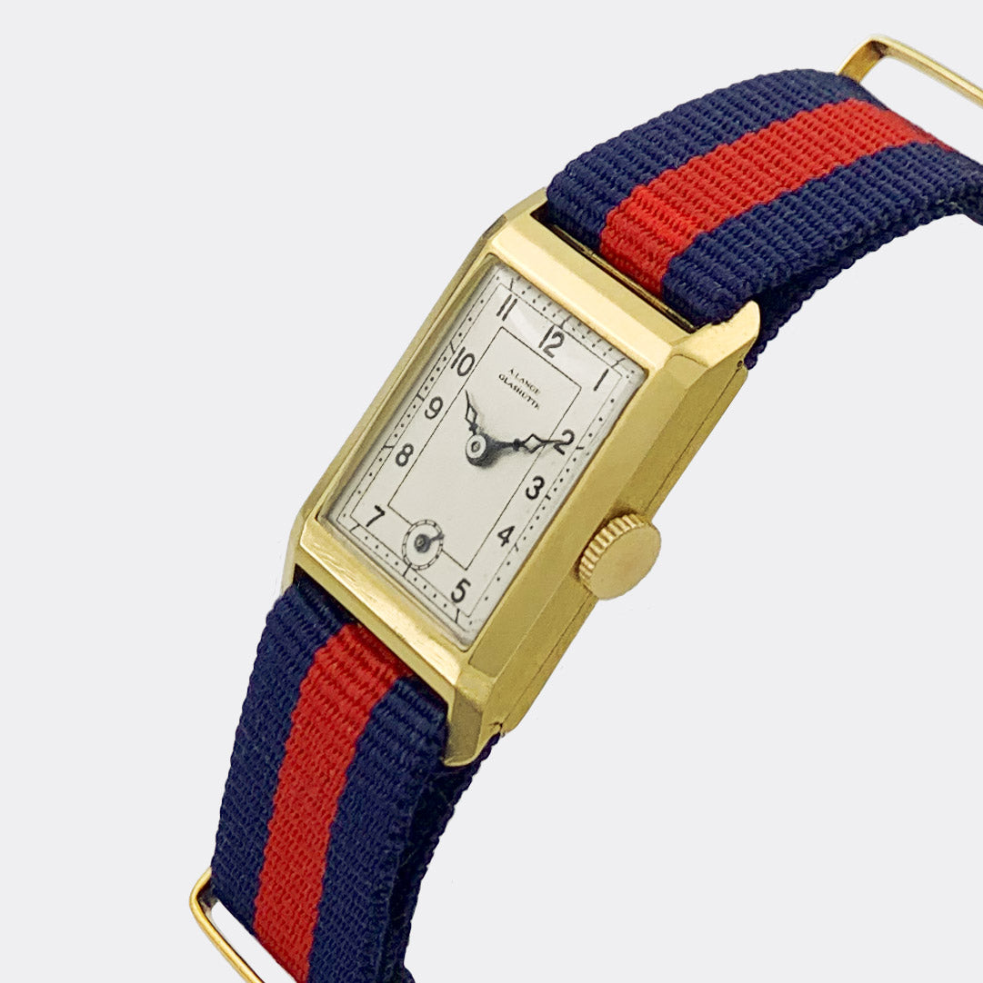 A. LANGE | Glashütte | Historical Watch | Rectangle | 14k Solid Yellow Gold | Silvered Dial | 1920s